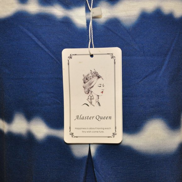 🐯 Alaster Queen NWT blue & white tie dye dress with pockets size SMALL (30) - Picture 7 of 13